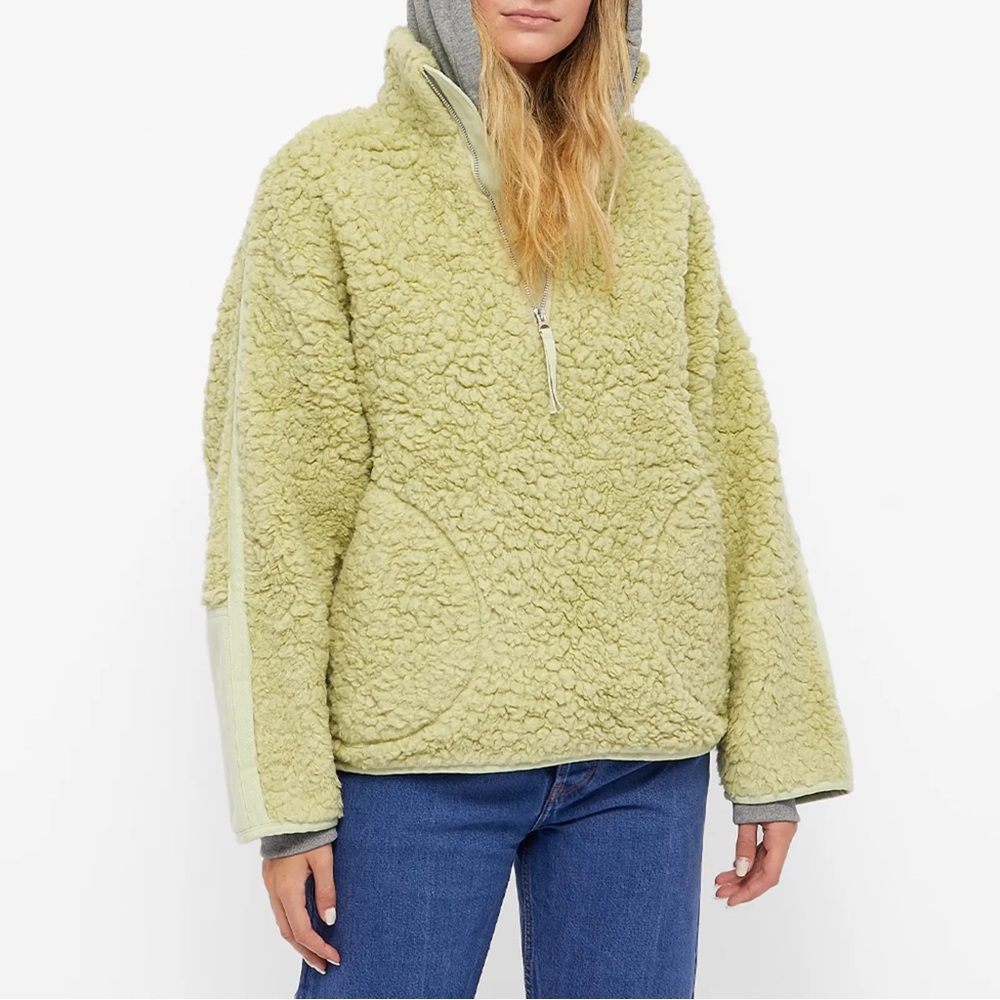 ACNE STUDIOS HALF ZIP POLAR FLEECE PISTACHIO GREEN XS